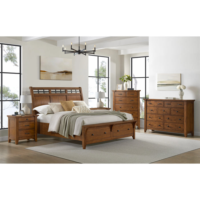 Gage Sleigh Storage Bedroom Set in Chestnut