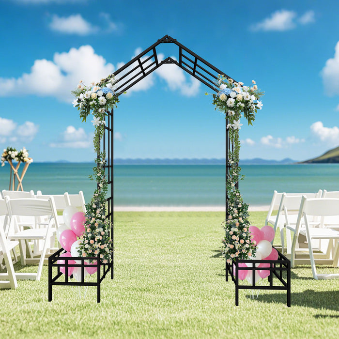 Garden Arch With Adjustable & Climbing Plants Support - Black