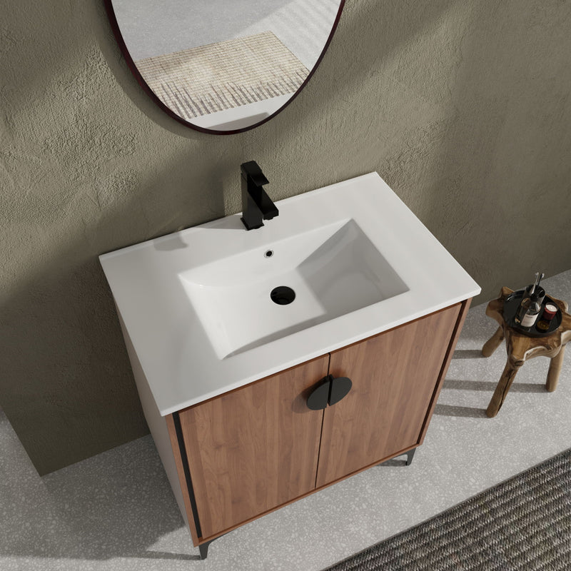 Modern Bathroom Vanity With Top Sink, Engineered Wood Storage Cabinet