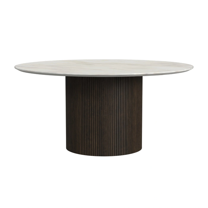 Sylvie Occasional Table Set with White Faux Marble Top and Base