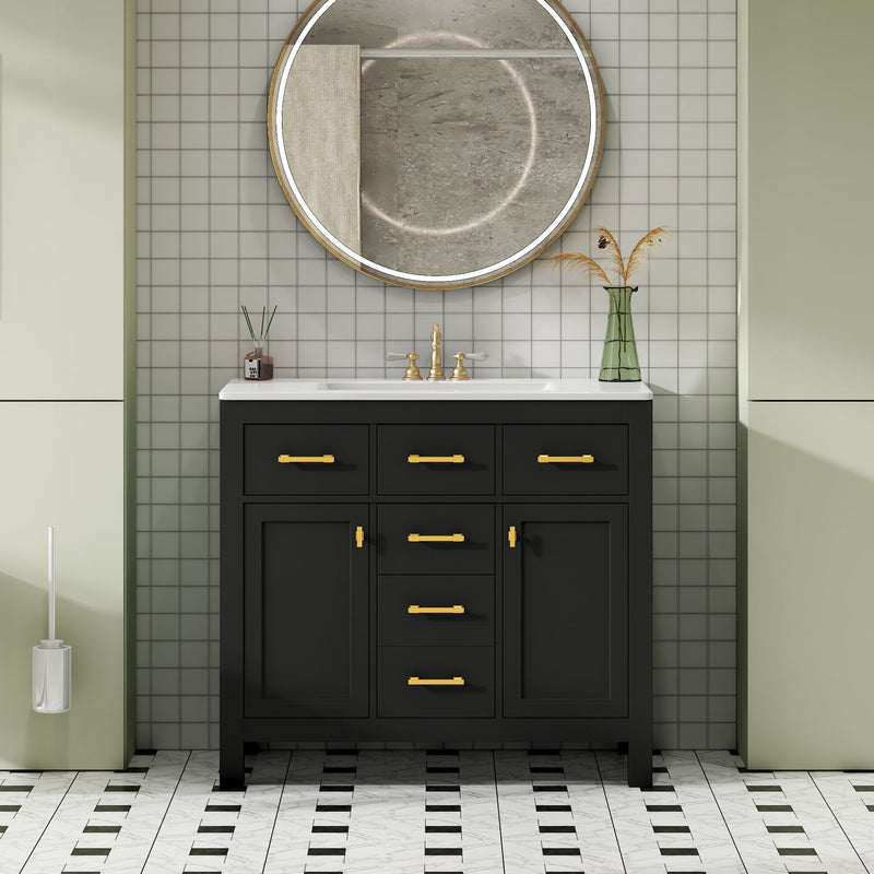 Bathroom Vanity With Sink, Cabinet With 4 Drawers & 2 Soft Close Doors, Rectangular Storage Unit For Bathroom