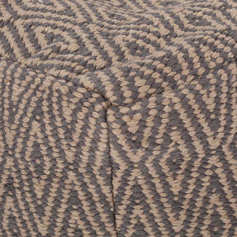 Amuleto - Hand Loomed Cotton Pouf - Gray / Brown
