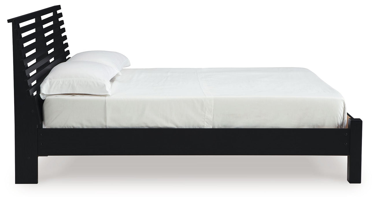 Danziar - Full Slat Panel Bed With Low Footboard - Black
