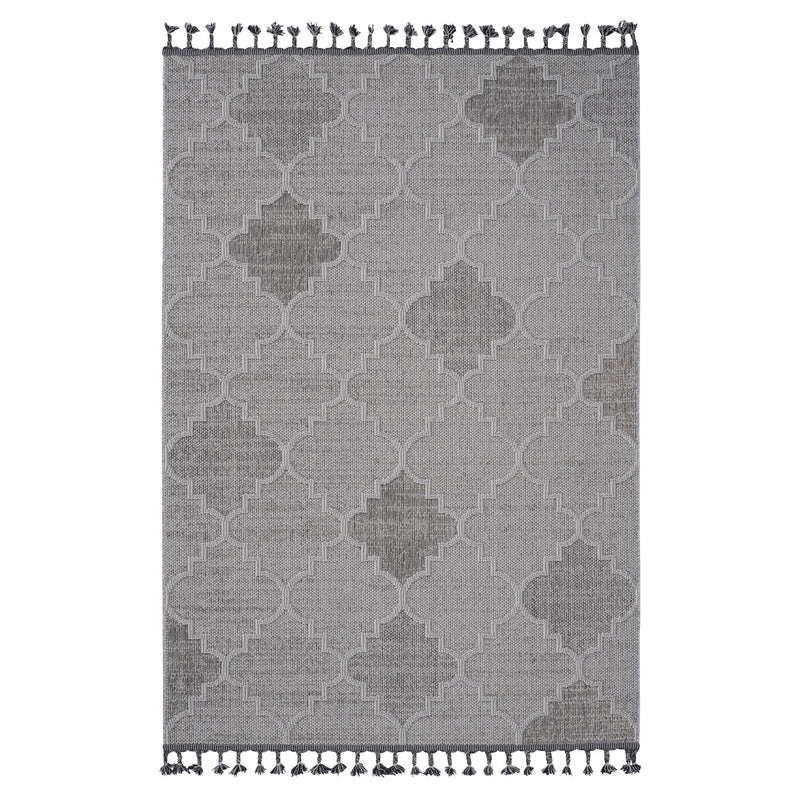 Guros - 6' X 9' Trellis Indoor / Outdoor Area Rug - White / Gray