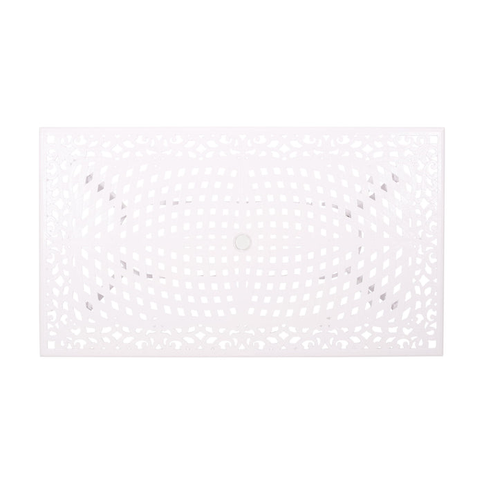 Celestine - Outdoor Cast Aluminum Dining Table With Floral Lattice Design And Umbrella Holder