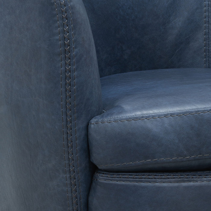 Barolo - 100% Italian Leather Swivel Club Chair (Set of 2)