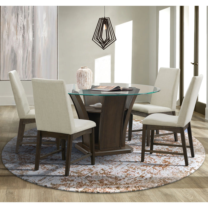 Dapper 5PC Round Dining Set in Walnut-Table & Four Chairs