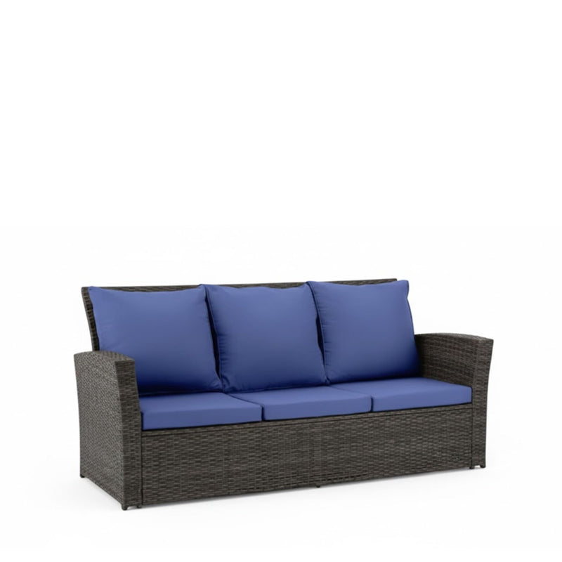All-Weather Wicker 3 Seat Patio Sofa With Thick Cushions