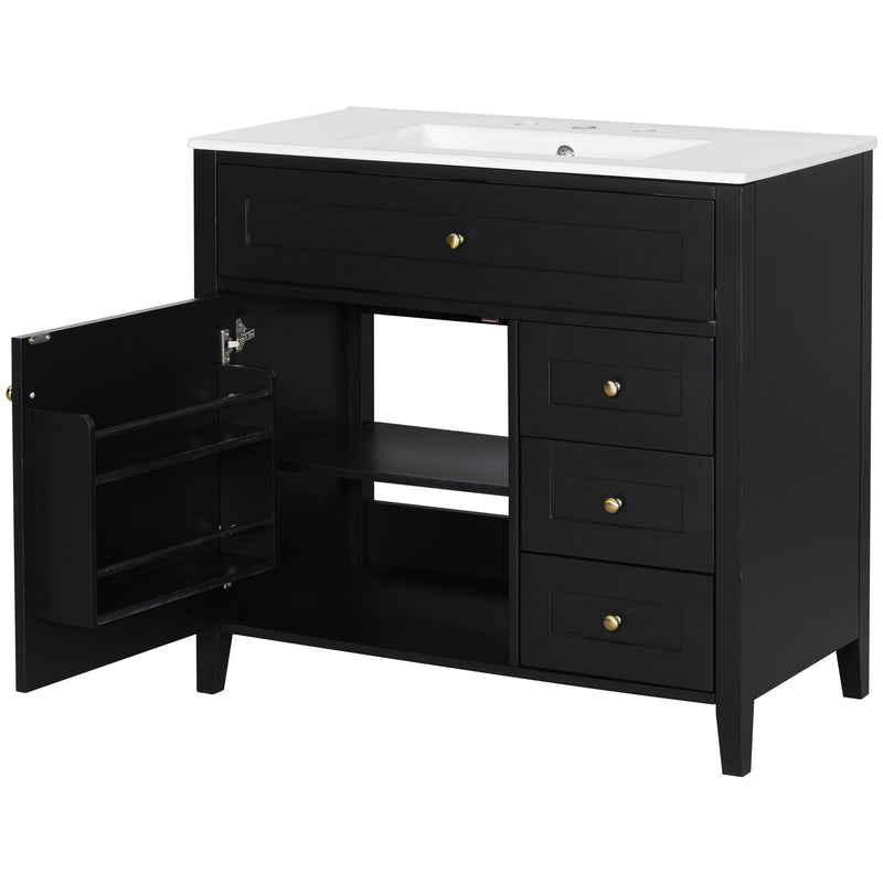 Bathroom Vanity With Sink, Cabinet With 3 Drawers And Adjustable Shelf