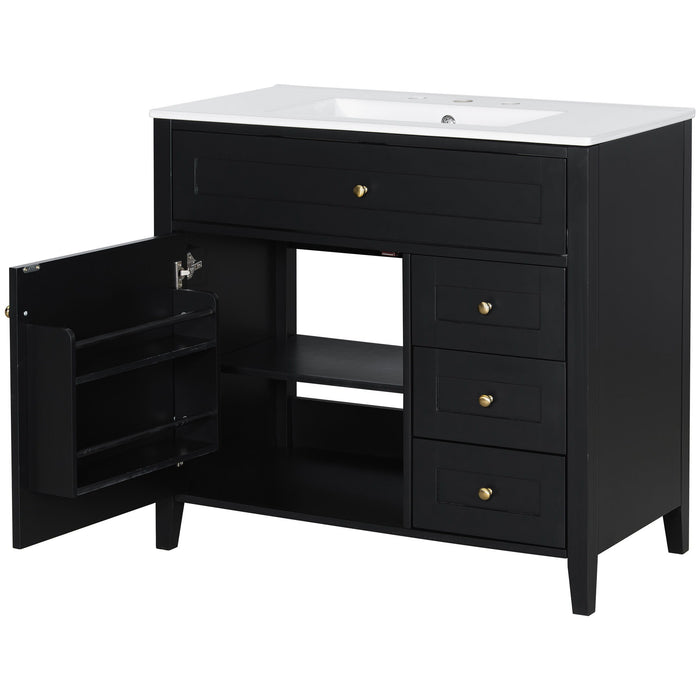 Bathroom Vanity With Sink, Cabinet With 3 Drawers And Adjustable Shelf