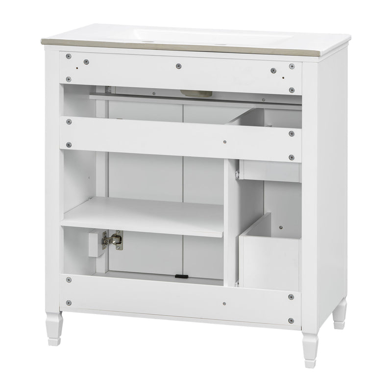 Freestanding Bathroom Vanity With Sink, Soft Close Door, Tip Out Drawer