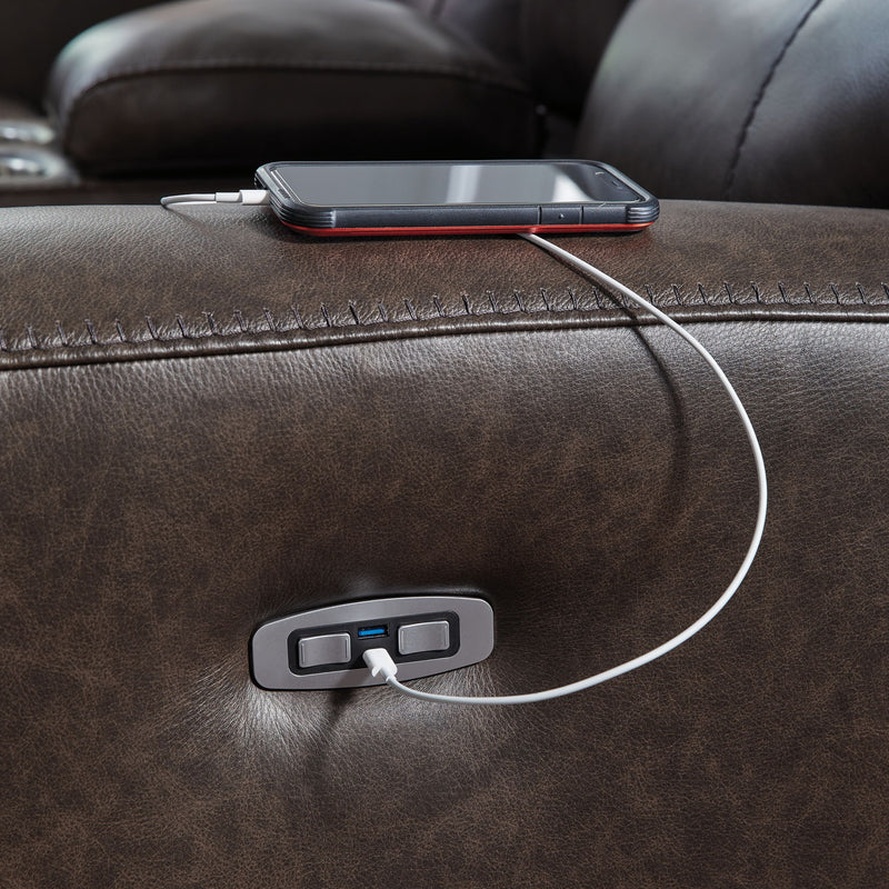 Crossplex - Power Reclining Sofa With Adjustable Headrest - Smoke