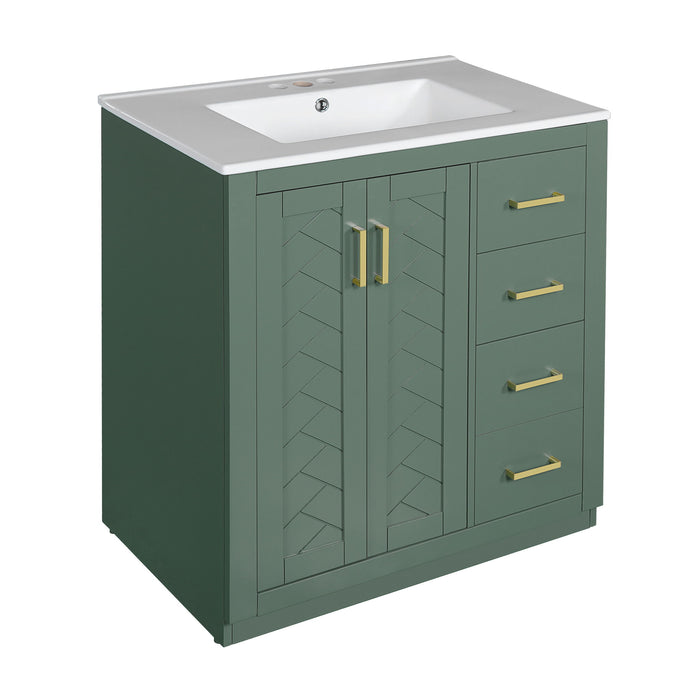 Bathroom Vanity With Sink, Storage Cabinet, Freestanding Set With 3 Drawers & Soft Closing Doors