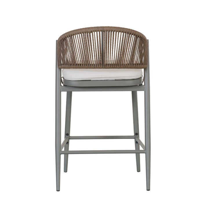 Outdoor 26" Counter Height Metal Frame Counter Stools With Scallop Shaped Backrest & Water Resistant Cushions