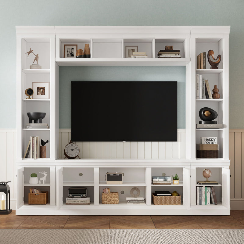 TV Stand With Hutch, Large Entertainment Center With Adjustable Shelves