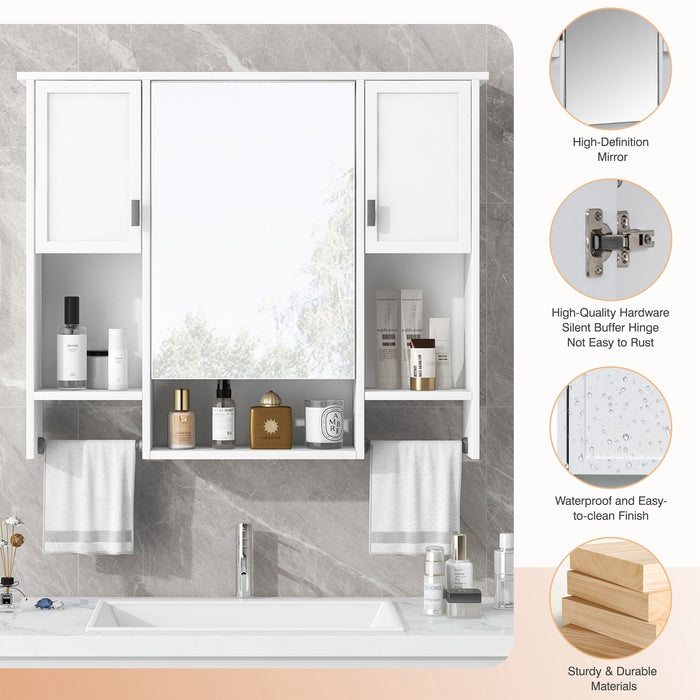 Wall Mounted Bathroom Storage Cabinet With Mirror, Medicine Cabinet With Towel Bar