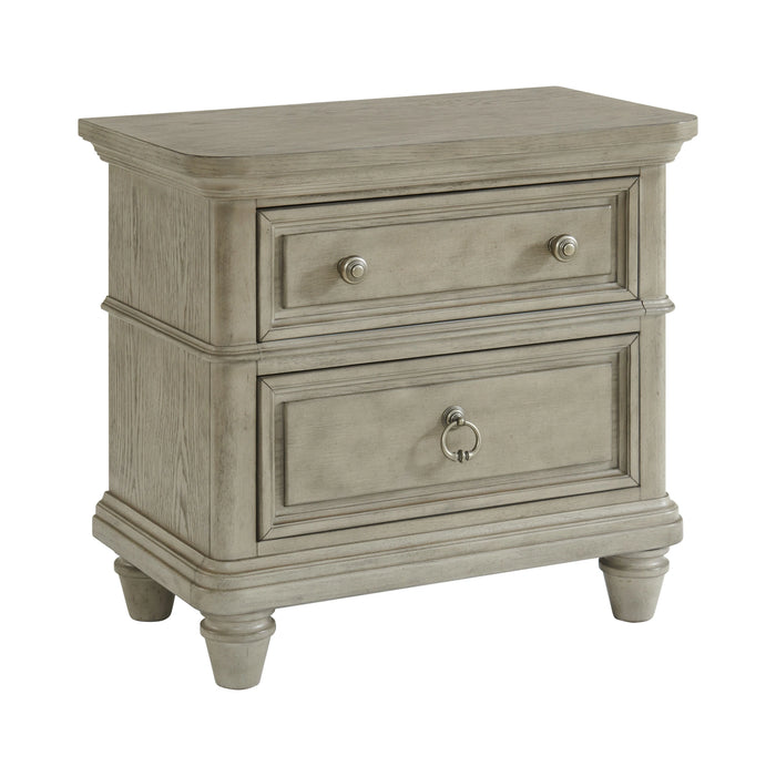 Whit-Ash Panel Bedroom Set with Door Chest in Light Grey