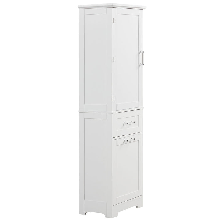 Tall Freestanding Bathroom Storage Cabinet With Adjustable Shelf And 2 Drawers