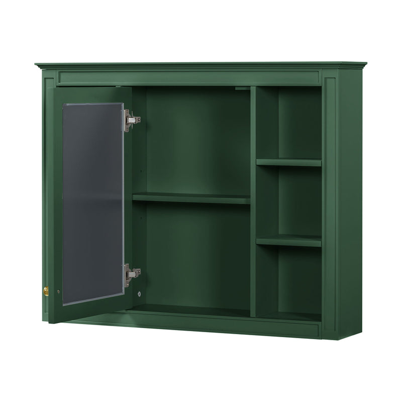 Wall Mounted Medicine Cabinet With Mirror, Storage Cabinet Featuring 6 Open Shelves And Adjustable Interior