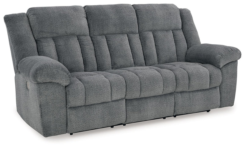 Tip-Off - Power Reclining Sofa With Adj Headrest - Slate