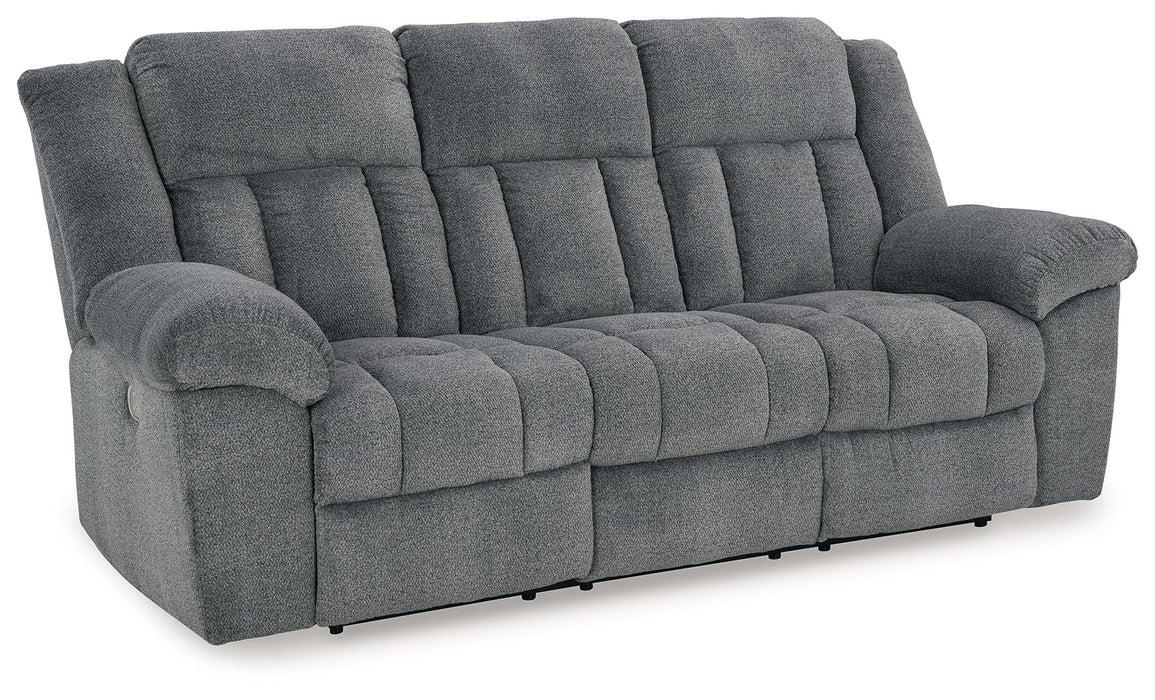 Tip-Off - Power Reclining Sofa With Adj Headrest - Slate