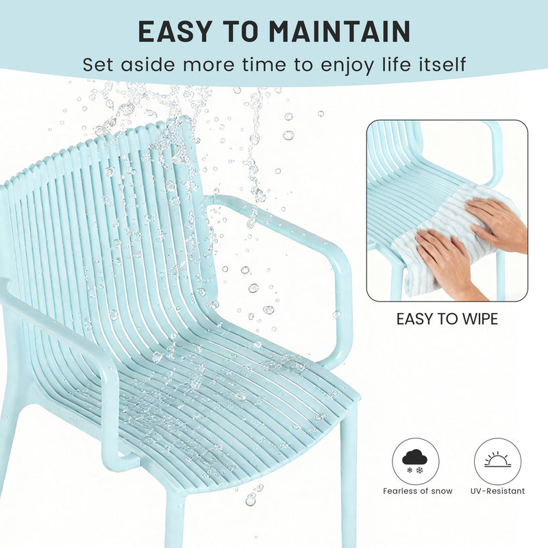 4 Piece Stackable Single Chairs With Vertical Stripe Design For All Weather