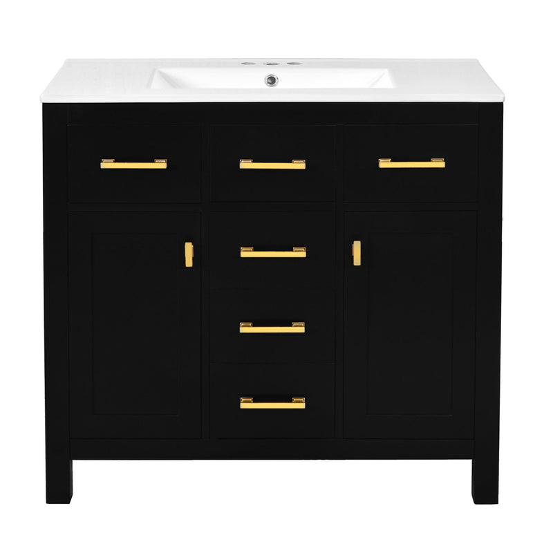 Bathroom Vanity With Sink, Cabinet With 4 Drawers & 2 Soft Close Doors, Rectangular Storage Unit For Bathroom
