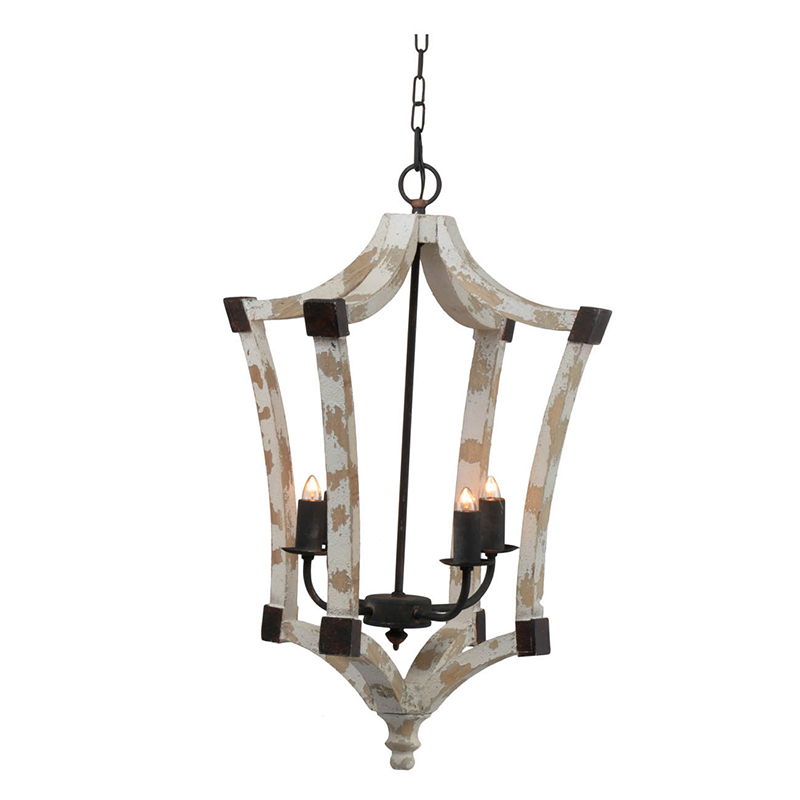 4 Light Chandelier, Hanging Light Fixture With Adjustable Chain For Kitchen, Bulb Not Included - Cream