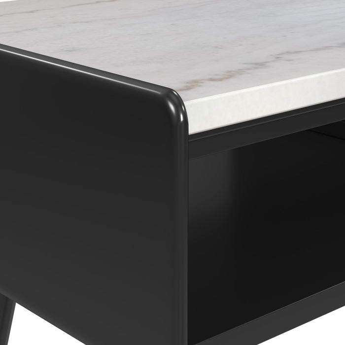 Lanette - End Table With White Marble Top - Black