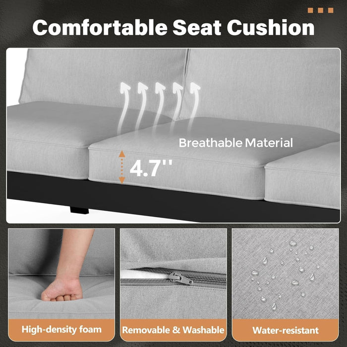 3 Seat All-Weather Patio Sofa With Cushions