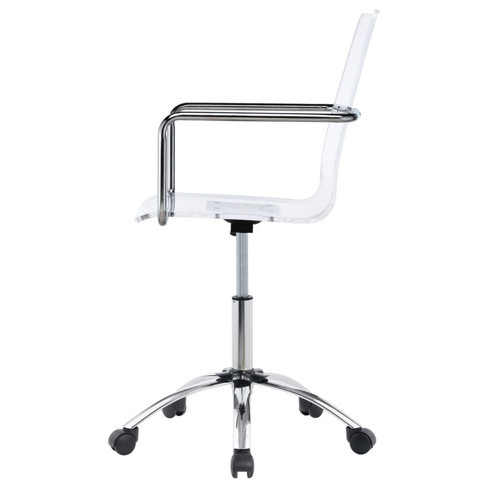 Clear Office Chair With Caster Wheels Futuristic Design, Adjustable Height - Clear