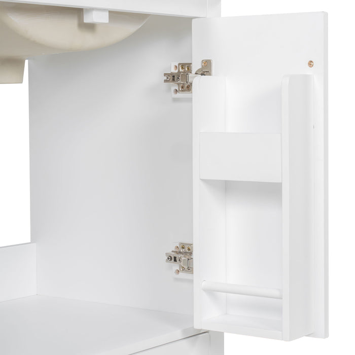 Bathroom Vanity With Sink, 1 Divided Drawer And 2 Soft Close Doors With Double Shelf