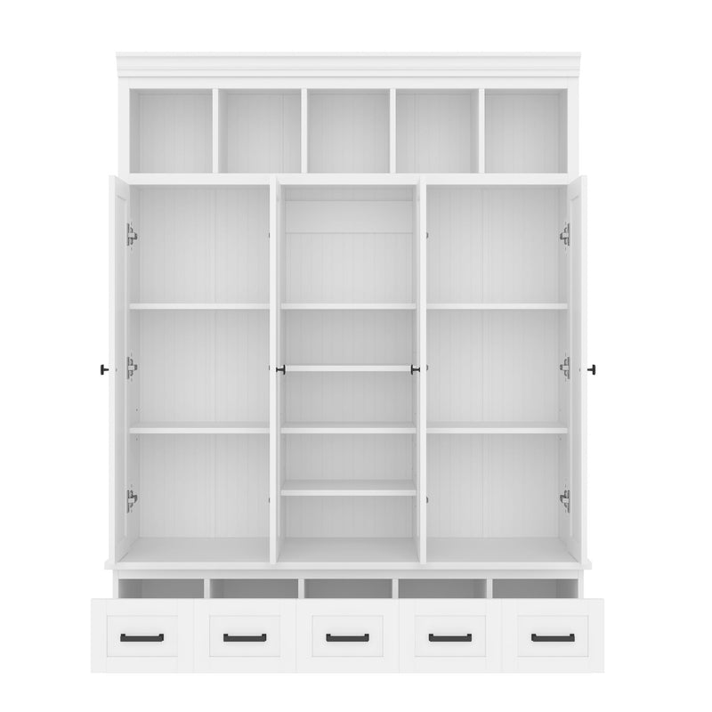 Hall Tree & Bench And 5 Storage Cubbies