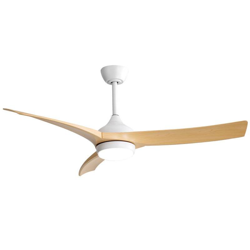 52" Ceiling Fan & 18W LED Light And Remote Control, DC Motor For Bedroom - White