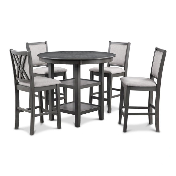 Amy 5 Pc 42" Round Counter Dining Set-Gray