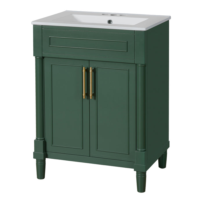 Bathroom Vanity With Integrated Sink, 2 Door Cabinet, Single Sink For Small To Medium Bathrooms