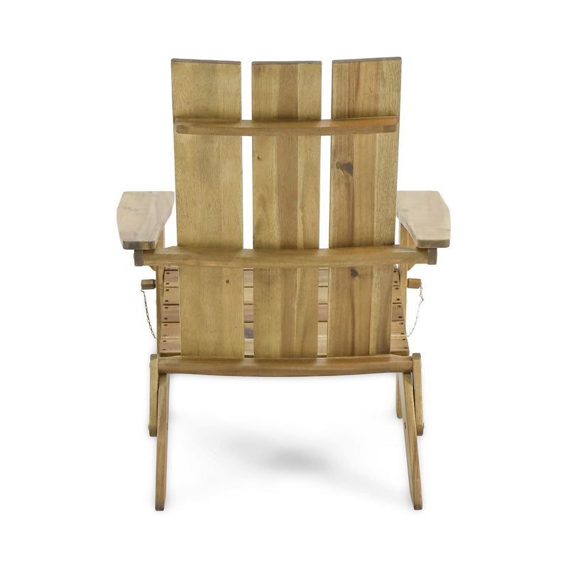 Outdoor Foldable Adirondack Chair With Slat Back - Natural