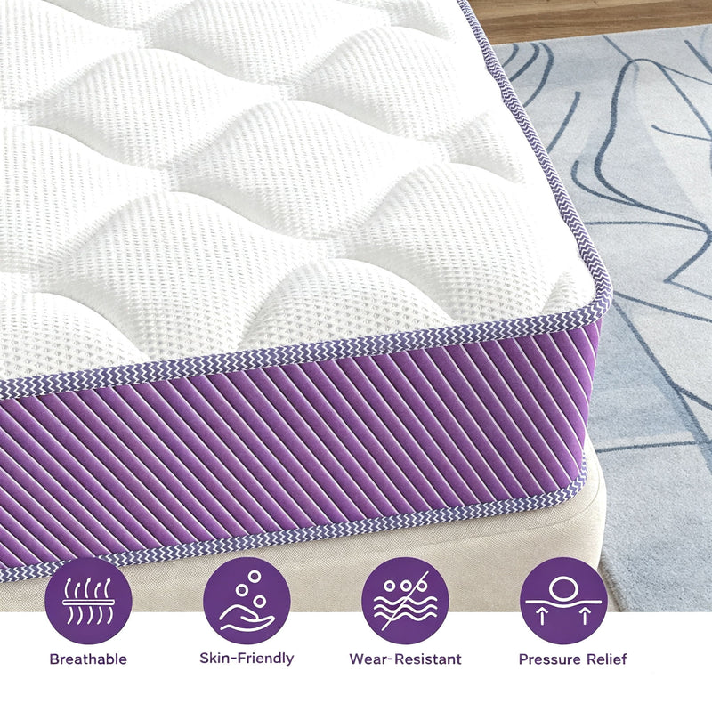 10" Hybrid Mattress With Individual Pocket Coils And Memory Foam