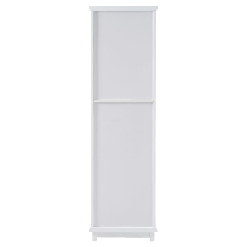 Tall Bathroom Storage Cabinet With Glass Doors, Free-Standing, Two Drawers, And Adjustable Shelves, Board, Painted Perfect For Displaying Your Favorite Items