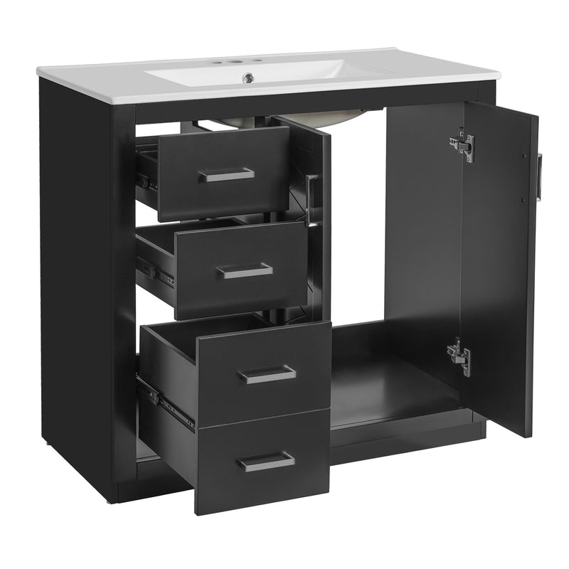 Bathroom Vanity With Sink Combo, Storage Cabinet, Freestanding Set With 3 Drawers & Soft Closing Doors