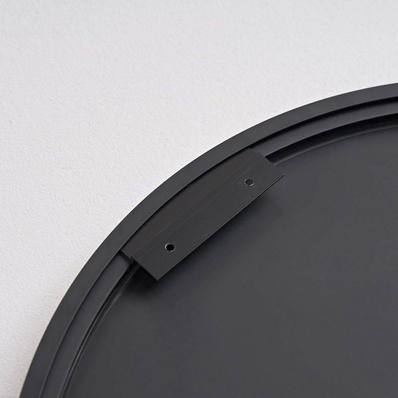 Wall Circular Framed Vanity Mirror For Bathroom, Living Room Decor - Black