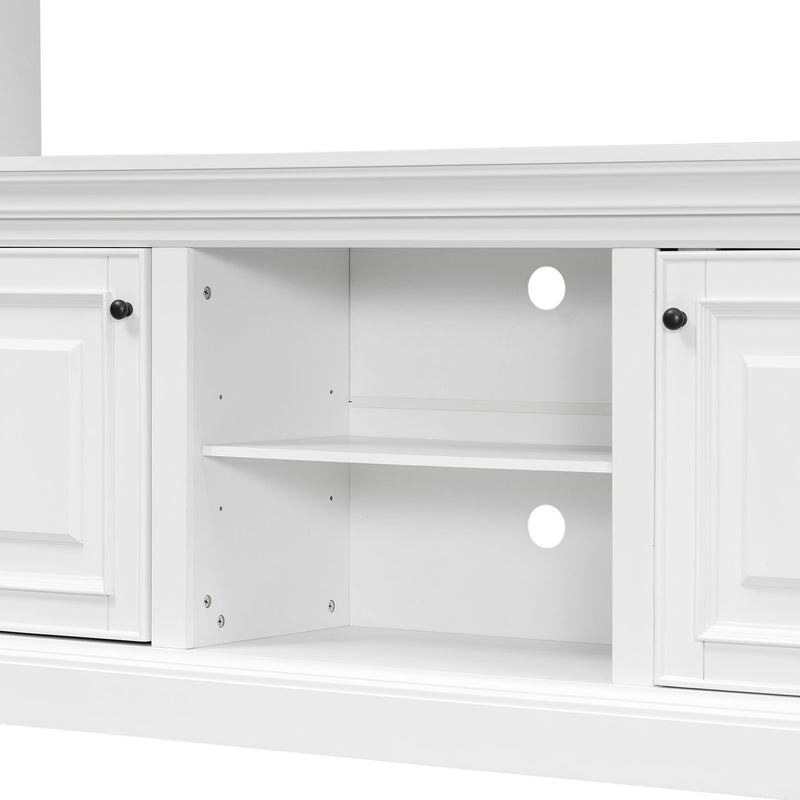 TV Stand With Hutch, Large Entertainment Center With Adjustable Shelves