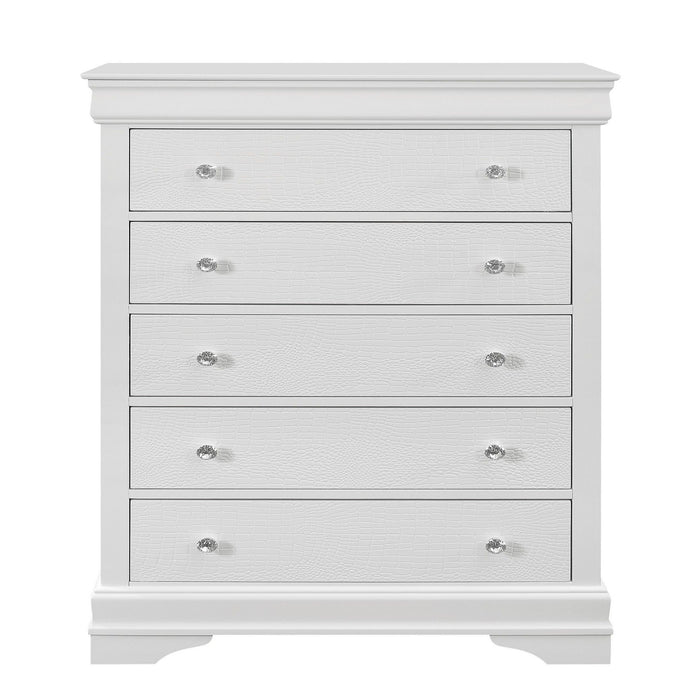 Shaker - 5 Pieces Bedroom Set With Crystal Inspired Tufted Headboard And LED Lighting
