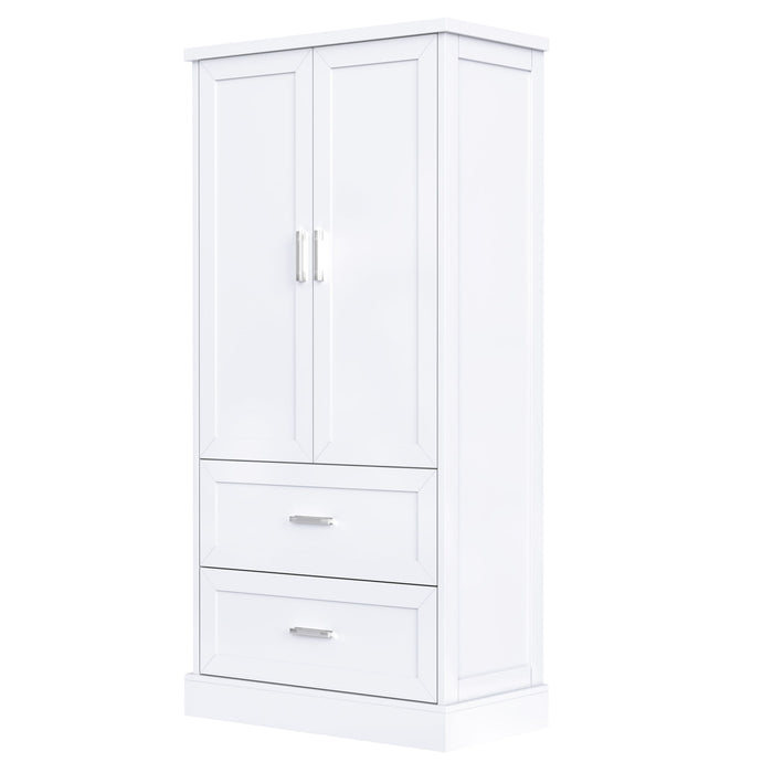 Tall Bathroom Storage Cabinet With 2 Doors And Drawers, Adjustable Shelf