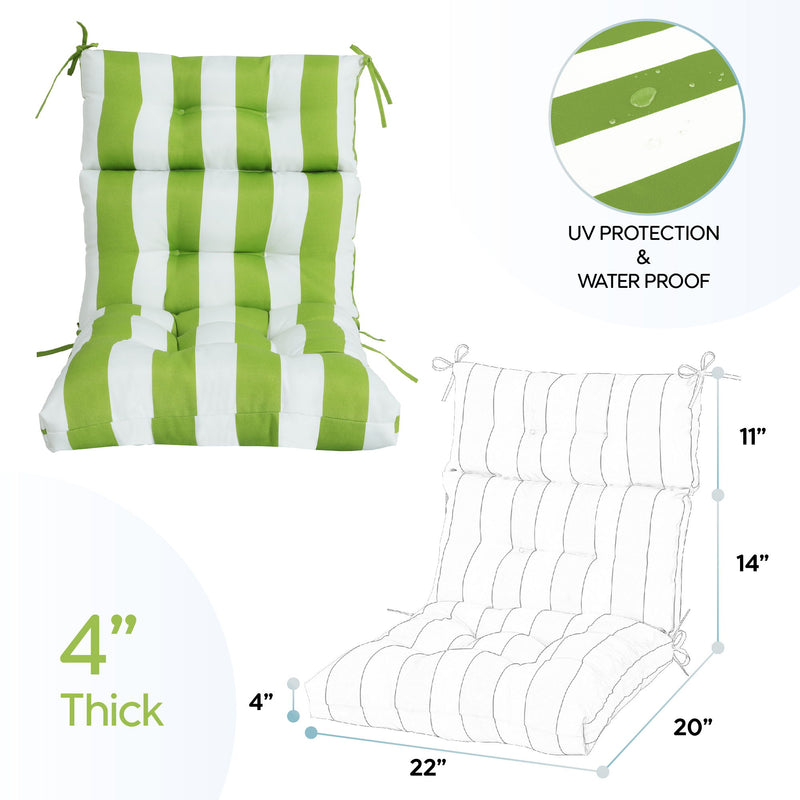 2 Piece High Back Patio Chair Cushion Set, Tufted Adirondack And Rocking Chair Cushions
