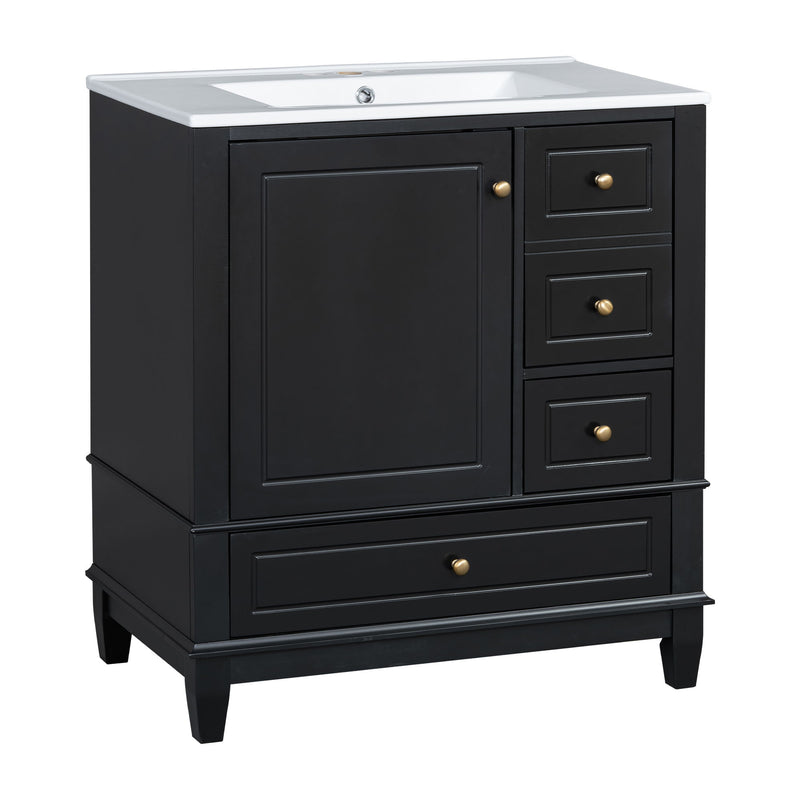 Freestanding Bathroom Vanity With Sink, Soft Close Door, 3 Drawers
