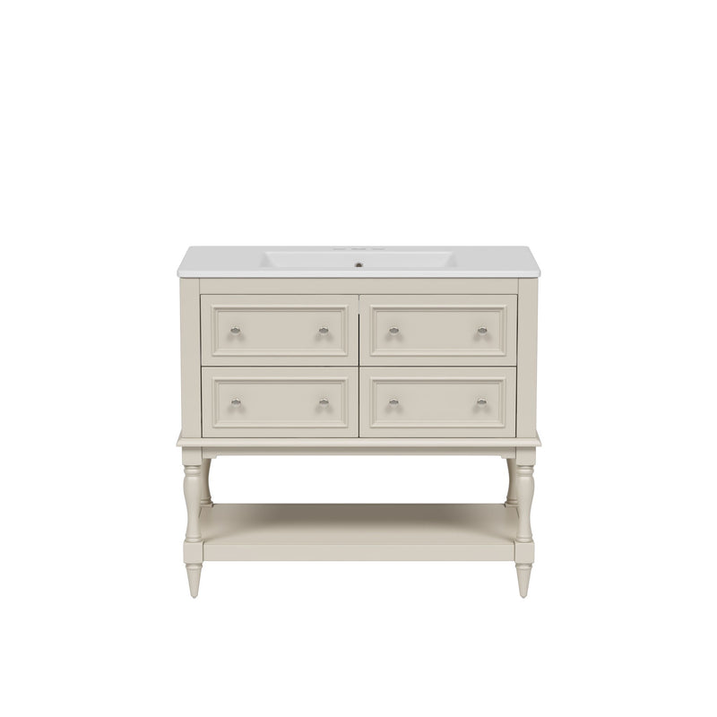Bathroom Vanity With Medicine Cabinet, Storage Cabinet With 4 Drawers, Adjustable Shelf Mirror
