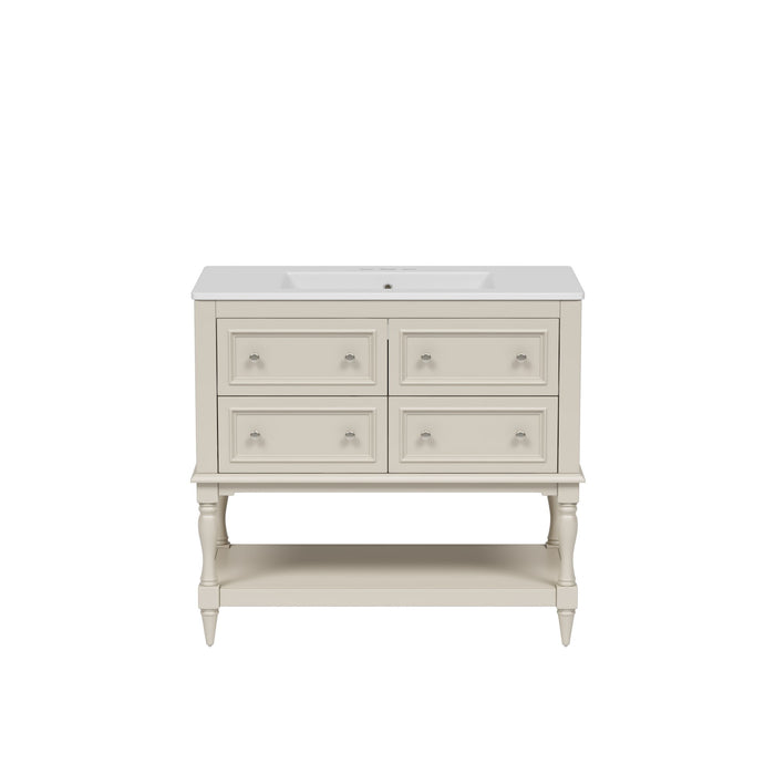 Bathroom Vanity With Medicine Cabinet, Storage Cabinet With 4 Drawers, Adjustable Shelf Mirror