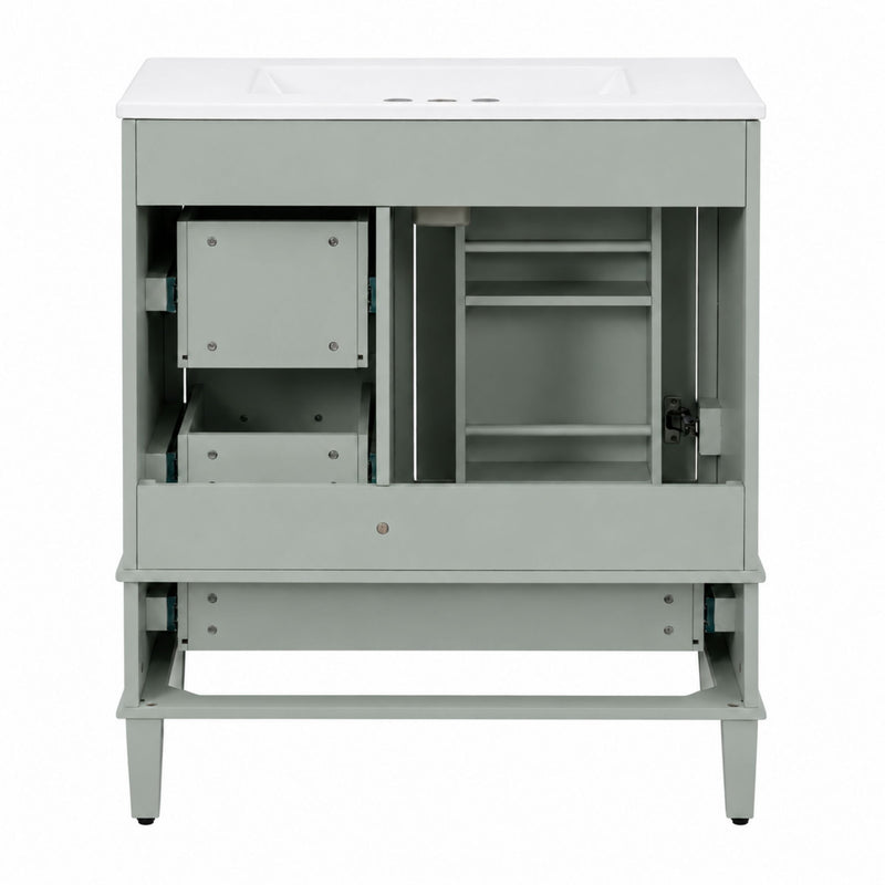 Bathroom Vanity With Sink, Soft Closing Door And Drawers - Light Green