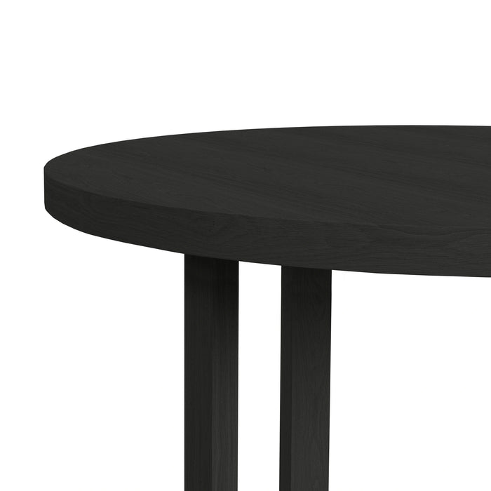 Ridgemont Standard Height Dining Set in Black with Grain-Table and Four Grey Fabric Chairs